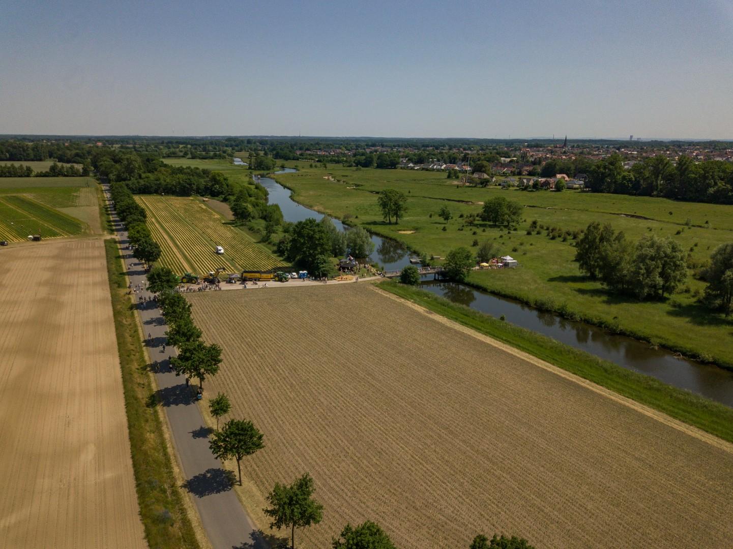 Luftaufnahme Steverauenfest: Hier sieht man die Perspektive vom Floßanleger.