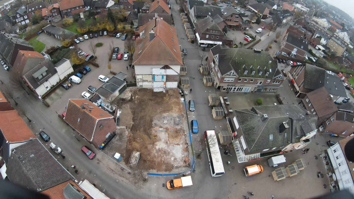 Drohnenaufnahme nach Abriss Kirchstraße 1 und 3