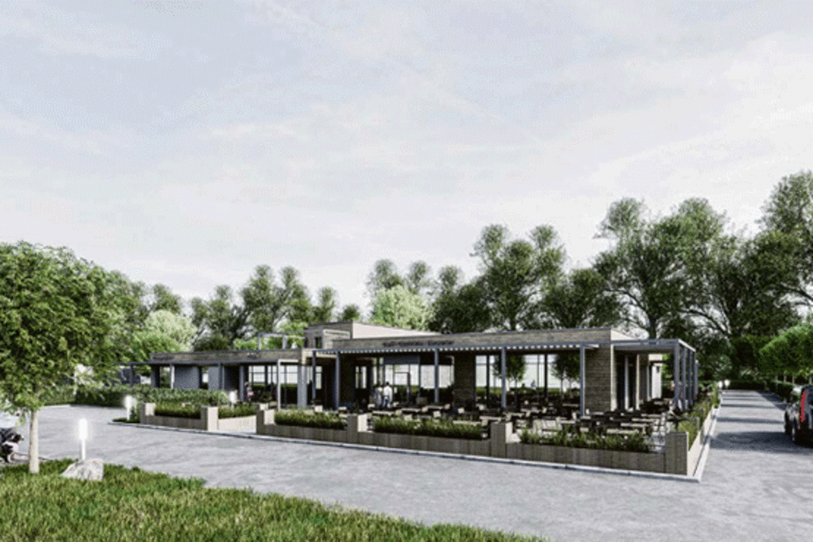 Die Grafik zeigt die Planungsansicht des Architekturbüros für den neuen Wohnmobilstellplatz in Olfen.