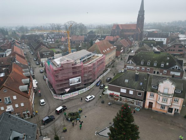 Drohnenaufnahme Rohbauarbeiten Neues Rathaus