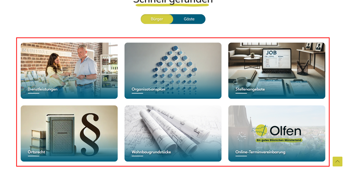 Links auf der Startseite