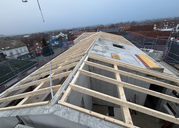 Herstellung des Dachstuhls Neues Rathaus